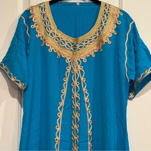 Moroccan Caftan Kaftan Women Beach Summer Long Dress Aqua Blue